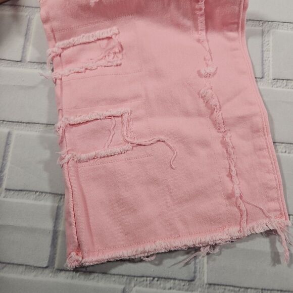 Women's Straight-leg Pants Embroidered Fashion I Stretch Patchwork Jeans Pink - Picture 7 of 12